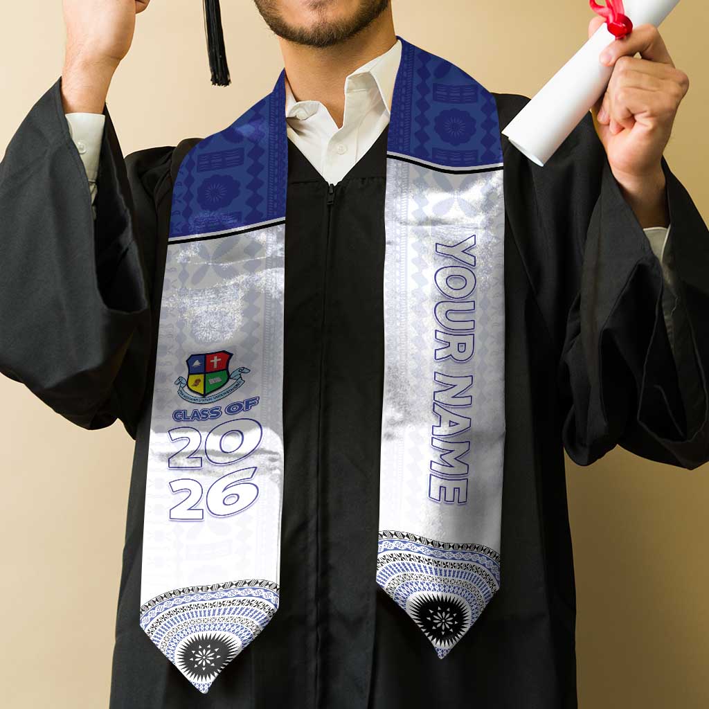 Custom Lelean Memorial School Graduation Stole With Fijian Tapa Pattern