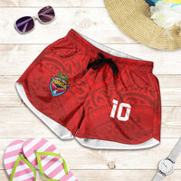 Custom Mate Ma'a Tonga Rugby Shorts for Women Ngatu Tribal Motifs Sporty Style LT03 Red - Polynesian Pride