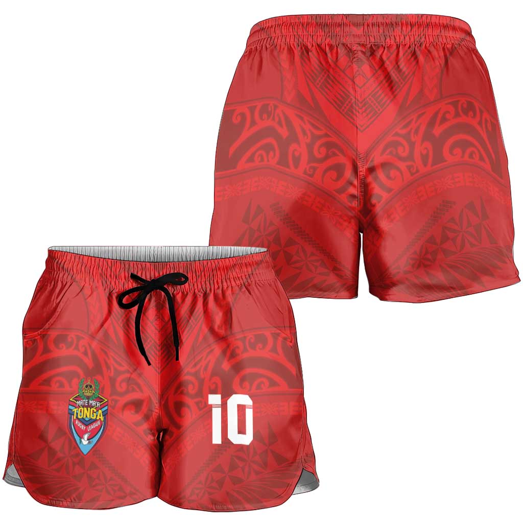 Custom Mate Ma'a Tonga Rugby Shorts for Women Ngatu Tribal Motifs Sporty Style LT03 - Polynesian Pride