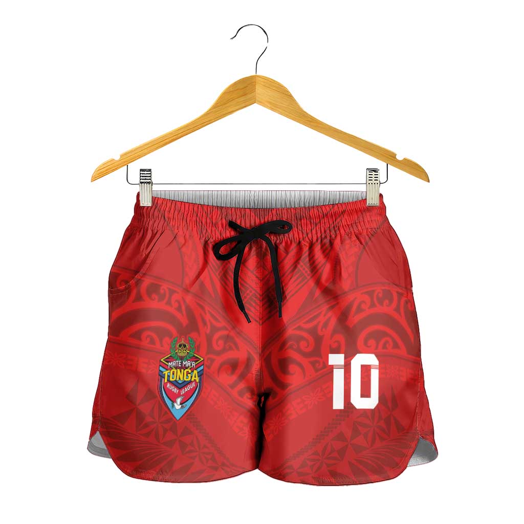 Custom Mate Ma'a Tonga Rugby Shorts for Women Ngatu Tribal Motifs Sporty Style LT03 - Polynesian Pride