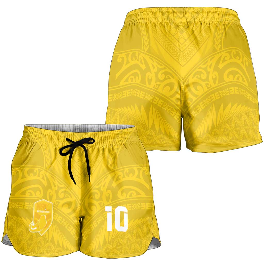 Custom Niue Rugby Shorts for Women Hiapo Tribal Motifs Sporty Style LT03 - Polynesian Pride