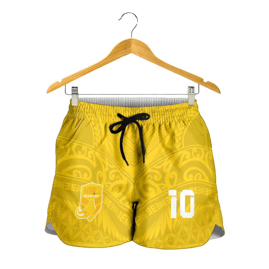 Custom Niue Rugby Shorts for Women Hiapo Tribal Motifs Sporty Style LT03 - Polynesian Pride