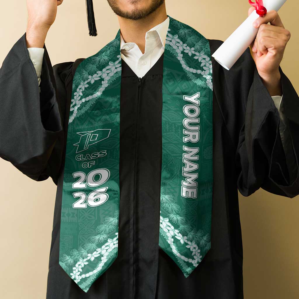 Custom Pahoa High And Intermediate School Graduation Stole Tapa Pattern With Leis