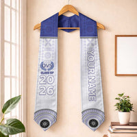 Custom Queen Victoria School Graduation Stole With Fijian Tapa Pattern LT05 One Size Blue - Polynesian Pride
