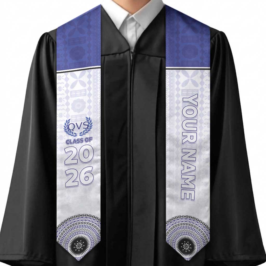 Custom Queen Victoria School Graduation Stole With Fijian Tapa Pattern LT05 - Polynesian Pride
