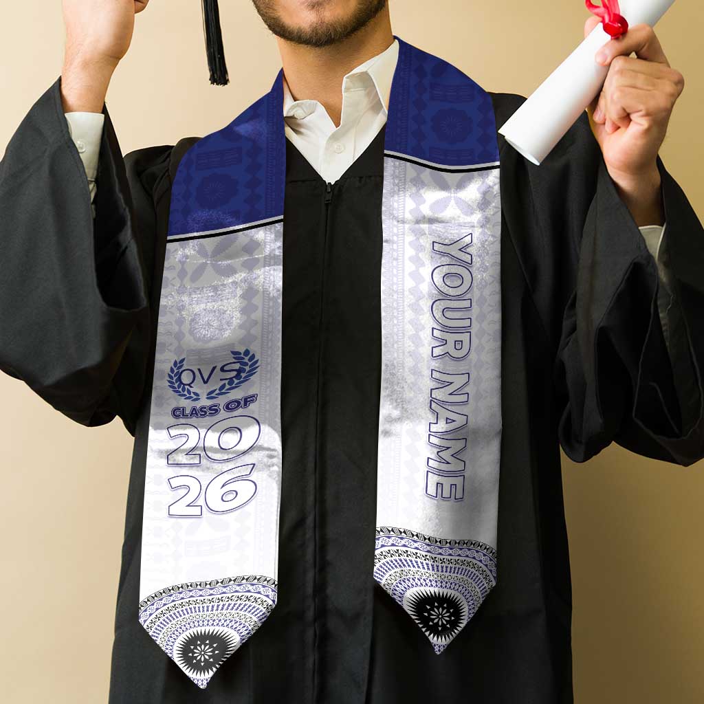 Custom Queen Victoria School Graduation Stole With Fijian Tapa Pattern LT05 - Polynesian Pride