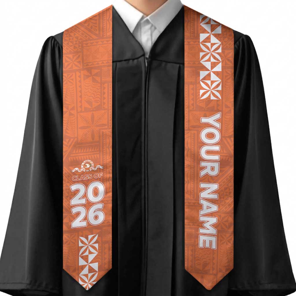 Custom Tailulu College Graduation Stole Tongan Ngatu Pattern