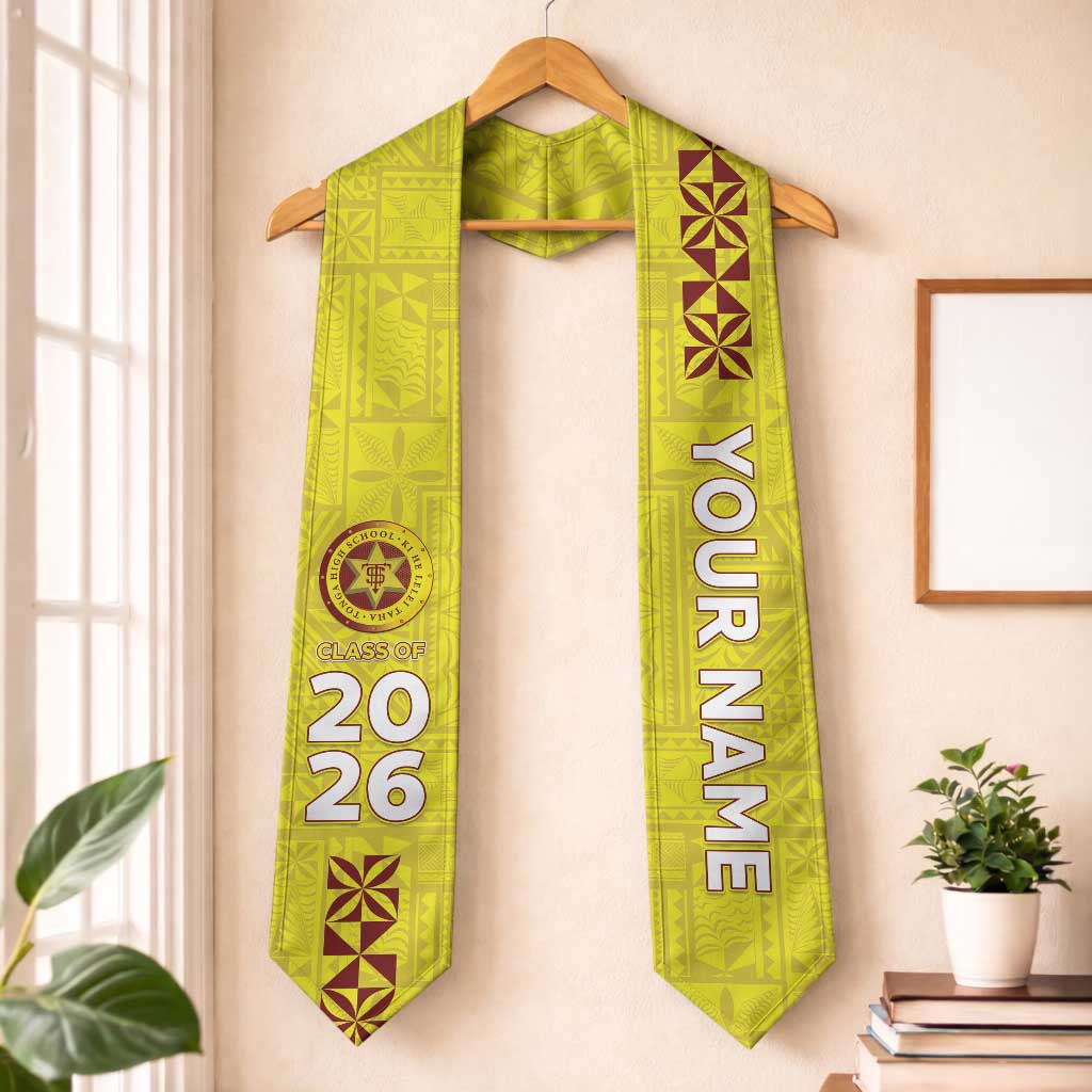 Custom Tonga High School Graduation Stole Tongan Ngatu Pattern