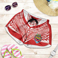 Custom Tonga Rugby Shorts for Women Ngatu Motifs and Pacific Patterns LT03 Red - Polynesian Pride