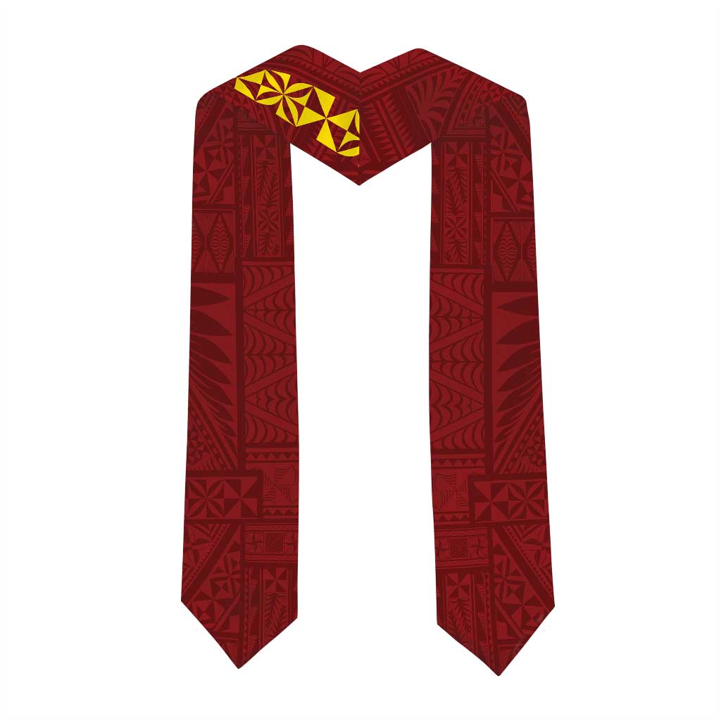 Custom Vavau High School Graduation Stole Tongan Ngatu Pattern