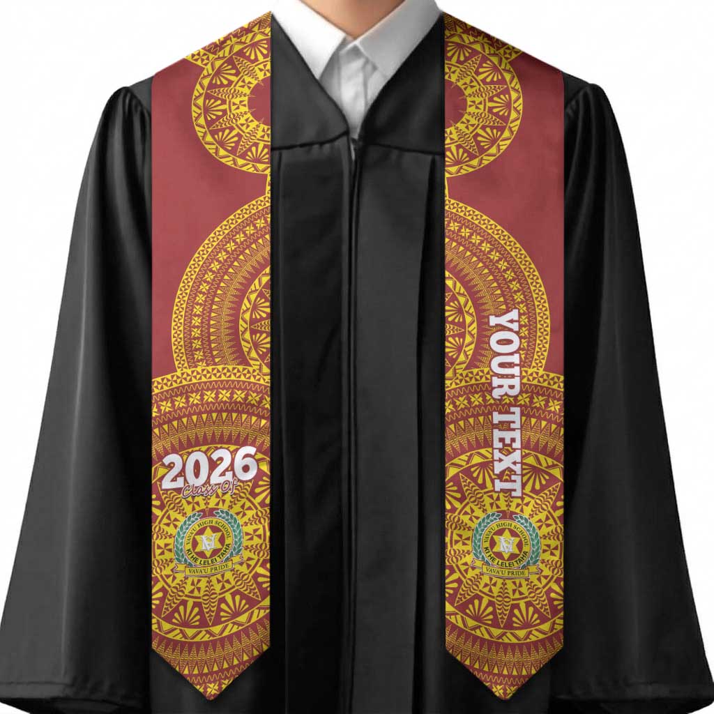 Custom Vavau High School Tonga Graduation Stole Class Of Year Tongan Ngatu Pattern