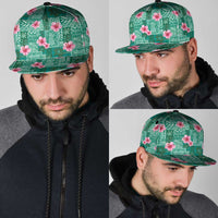 Cyan Hawaii Hibiscus With Tropical Flowers Motifs Snapback Cap LT14 - Polynesian Pride