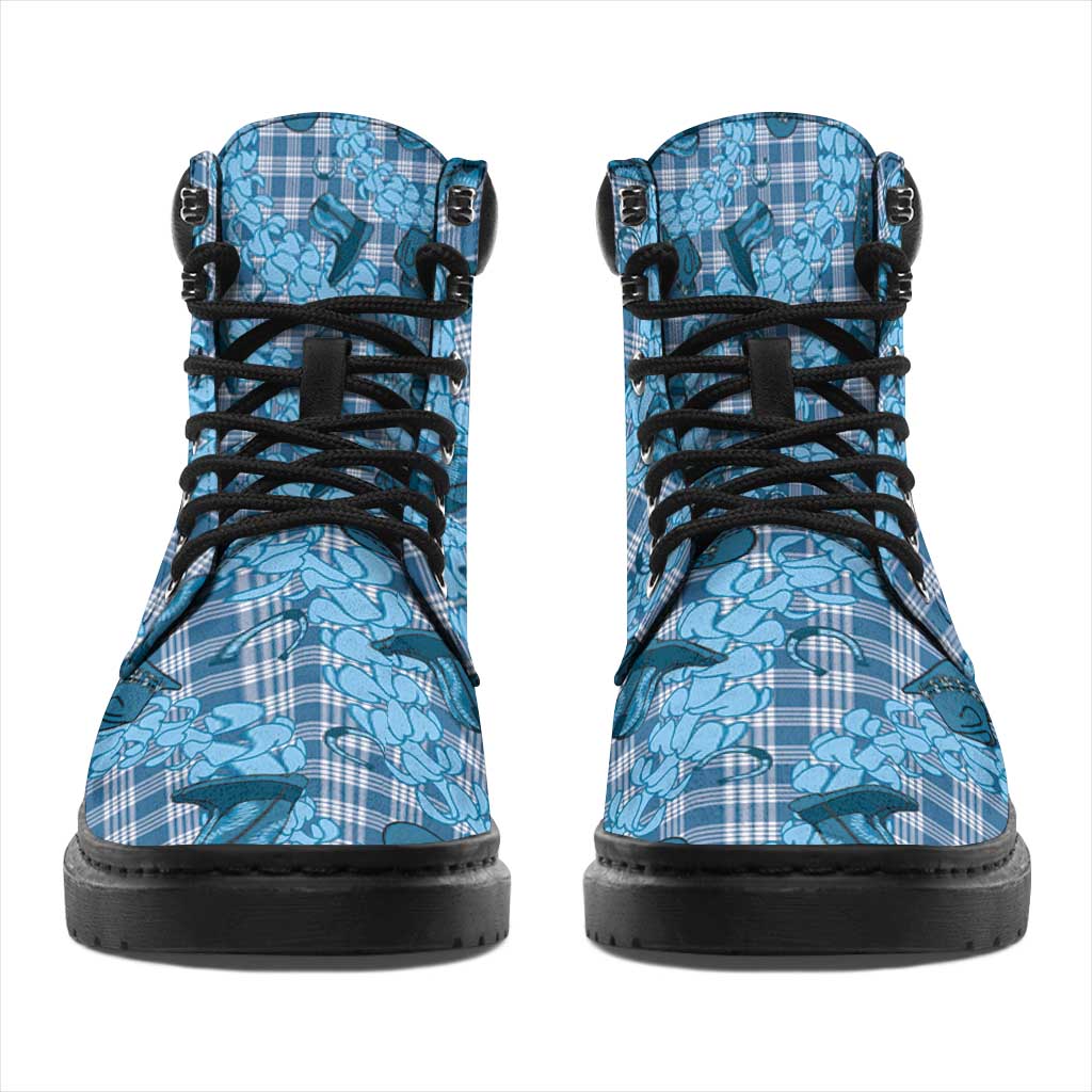 Cyan Palaka Hawaii Cowboy All Season Boots Puakenikeni Lei Paniolo Papale Seamless Vibes LT14 - Polynesian Pride