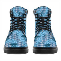Cyan Palaka Hawaii Cowboy All Season Boots Puakenikeni Lei Paniolo Papale Seamless Vibes LT14 - Polynesian Pride