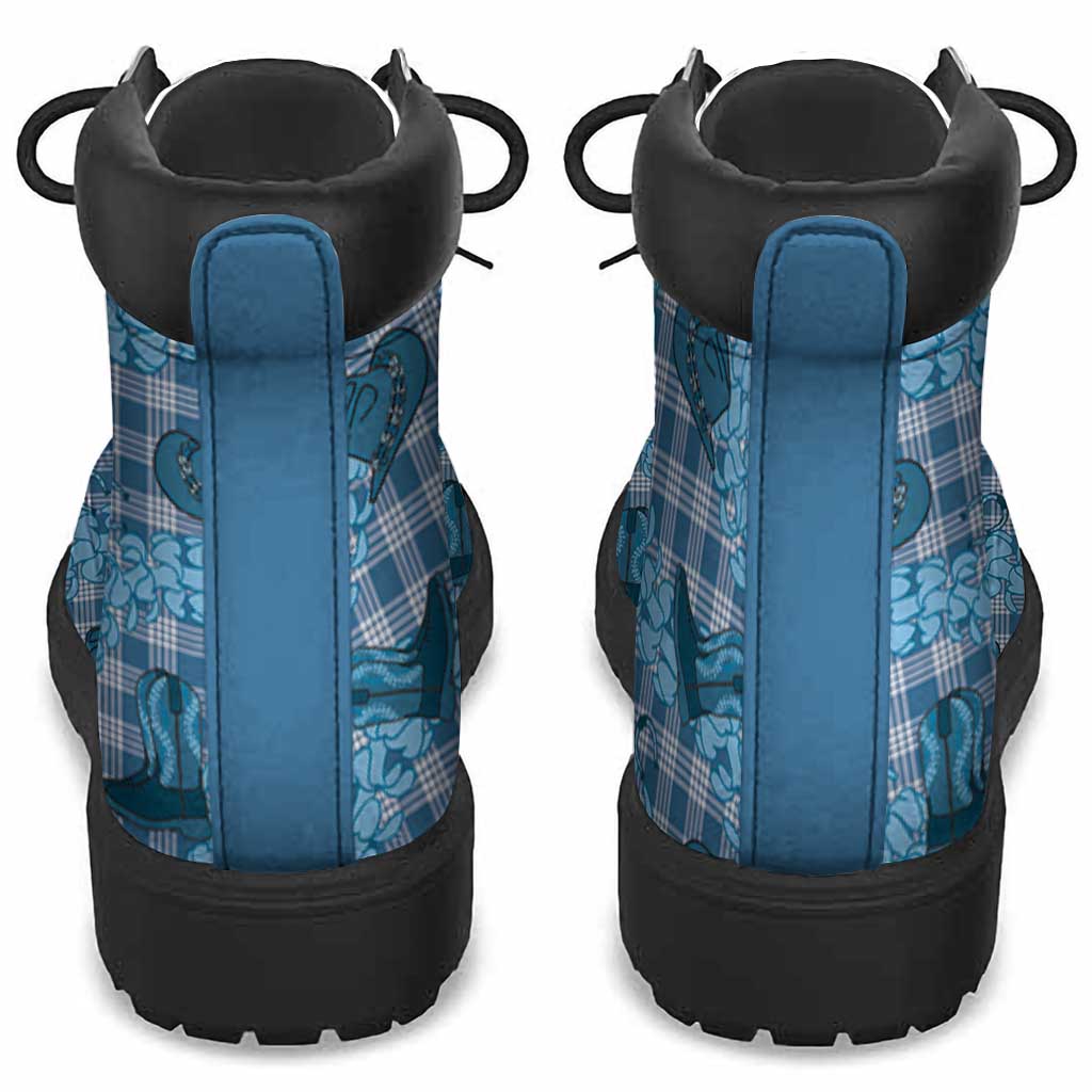 Cyan Palaka Hawaii Cowboy All Season Boots Puakenikeni Lei Paniolo Papale Seamless Vibes LT14 - Polynesian Pride