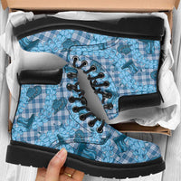 Cyan Palaka Hawaii Cowboy All Season Boots Puakenikeni Lei Paniolo Papale Seamless Vibes LT14 Cyan - Polynesian Pride