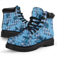 Cyan Palaka Hawaii Cowboy All Season Boots Puakenikeni Lei Paniolo Papale Seamless Vibes LT14 - Polynesian Pride