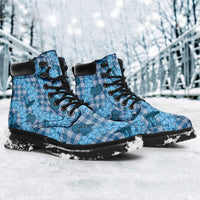 Cyan Palaka Hawaii Cowboy All Season Boots Puakenikeni Lei Paniolo Papale Seamless Vibes LT14 - Polynesian Pride