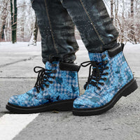 Cyan Palaka Hawaii Cowboy All Season Boots Puakenikeni Lei Paniolo Papale Seamless Vibes LT14 - Polynesian Pride