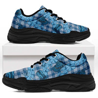Cyan Palaka Hawaii Cowboy Chunky Sneakers Puakenikeni Lei Paniolo Papale Seamless Vibes LT14 Cyan - Polynesian Pride