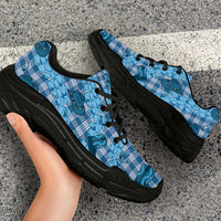 Cyan Palaka Hawaii Cowboy Chunky Sneakers Puakenikeni Lei Paniolo Papale Seamless Vibes LT14 - Polynesian Pride