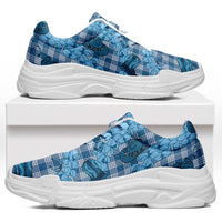 Cyan Palaka Hawaii Cowboy Chunky Sneakers Puakenikeni Lei Paniolo Papale Seamless Vibes LT14 Cyan - Polynesian Pride