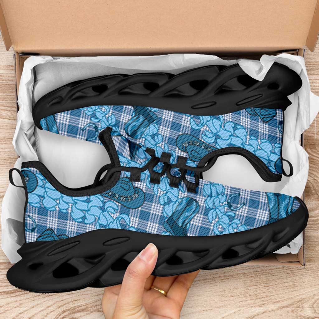 Cyan Palaka Hawaii Cowboy Clunky Sneakers Puakenikeni Lei Paniolo Papale Seamless Vibes LT14 - Polynesian Pride