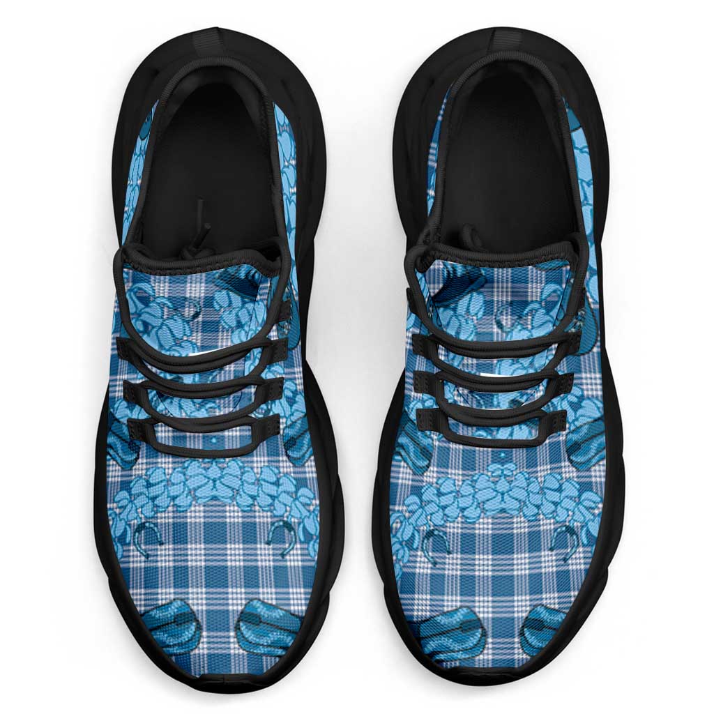 Cyan Palaka Hawaii Cowboy Clunky Sneakers Puakenikeni Lei Paniolo Papale Seamless Vibes LT14 - Polynesian Pride
