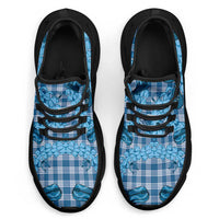 Cyan Palaka Hawaii Cowboy Clunky Sneakers Puakenikeni Lei Paniolo Papale Seamless Vibes LT14 - Polynesian Pride