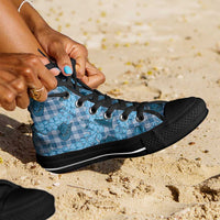 Cyan Palaka Hawaii Cowboy High Top Shoes Puakenikeni Lei Paniolo Papale Seamless Vibes LT14 - Polynesian Pride