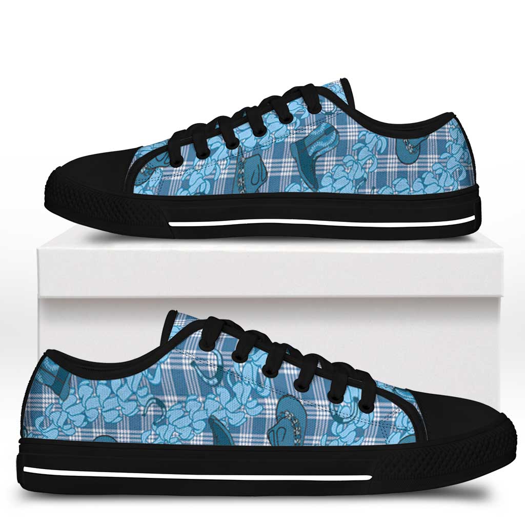 Cyan Palaka Hawaii Cowboy Low Top Shoes Puakenikeni Lei Paniolo Papale Seamless Vibes LT14 - Polynesian Pride