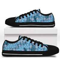 Cyan Palaka Hawaii Cowboy Low Top Shoes Puakenikeni Lei Paniolo Papale Seamless Vibes LT14 - Polynesian Pride