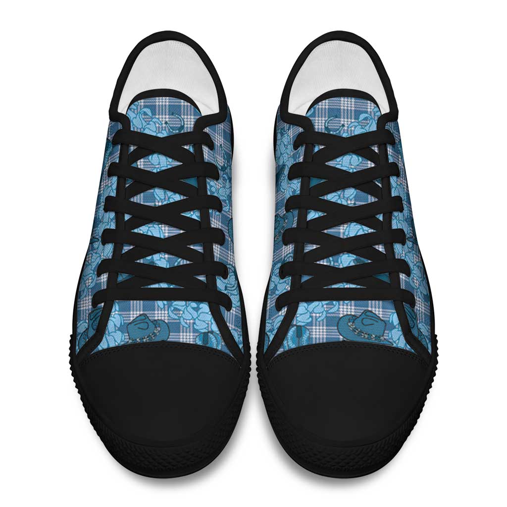 Cyan Palaka Hawaii Cowboy Low Top Shoes Puakenikeni Lei Paniolo Papale Seamless Vibes LT14 - Polynesian Pride