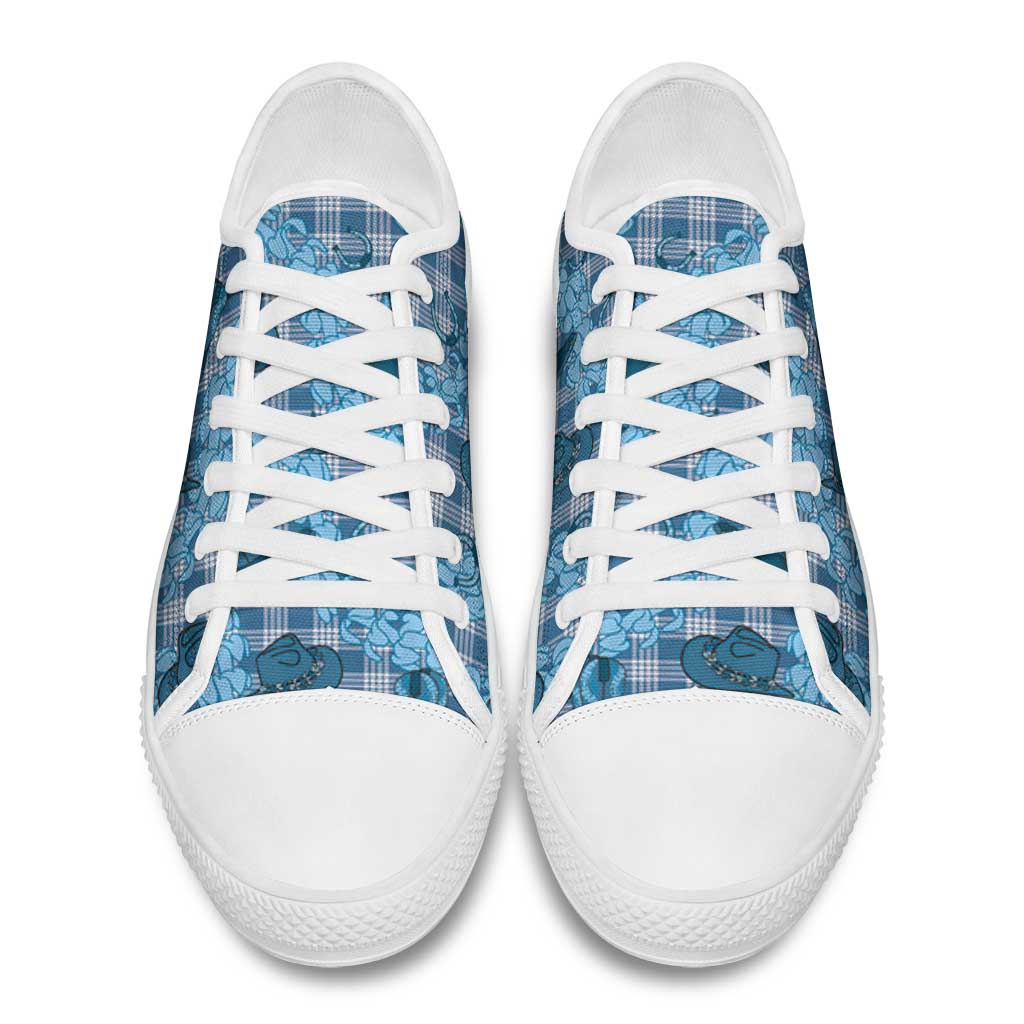Cyan Palaka Hawaii Cowboy Low Top Shoes Puakenikeni Lei Paniolo Papale Seamless Vibes LT14 - Polynesian Pride