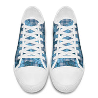 Cyan Palaka Hawaii Cowboy Low Top Shoes Puakenikeni Lei Paniolo Papale Seamless Vibes LT14 - Polynesian Pride