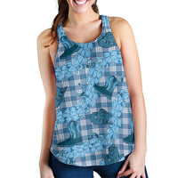 Cyan Palaka Hawaii Cowboy Women Racerback Tank Puakenikeni Lei Paniolo Papale Seamless Vibes LT14 - Polynesian Pride