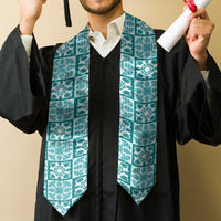 Cyan Palaka Quilt Hawaii Graduation Stole Hawaiian Tropical Monstera Sea Turtle LT14