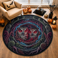 Dark Aotearoa Mythology Ruru Morepork Round Carpet