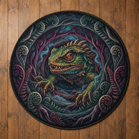 Dark Aotearoa Mythology Tuatara Round Carpet