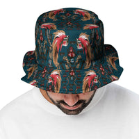 Dark Cyan Blue Bird of Batik Papua Bucket Hat Exotic Natural Wealth of Papua LT9 - Polynesian Pride