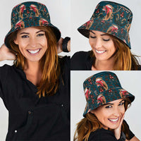 Dark Cyan Blue Bird of Batik Papua Bucket Hat Exotic Natural Wealth of Papua LT9 - Polynesian Pride