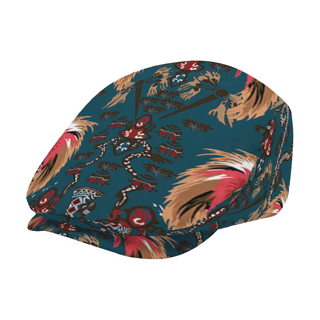 Dark Cyan Blue Bird of Batik Papua Jeff Hat Exotic Natural Wealth of Papua LT9 - Polynesian Pride