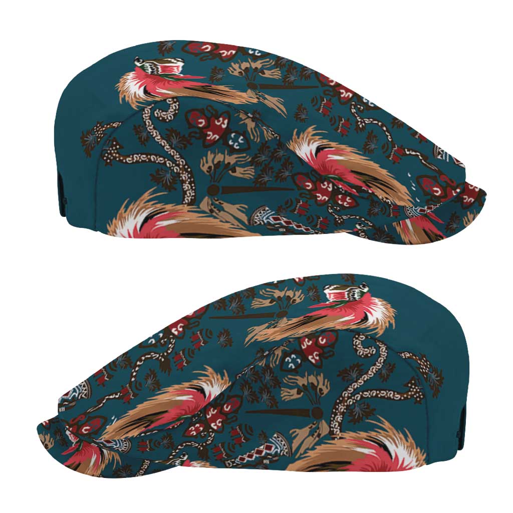 Dark Cyan Blue Bird of Batik Papua Jeff Hat Exotic Natural Wealth of Papua LT9 - Polynesian Pride