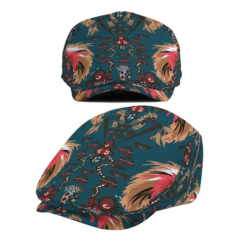 Dark Cyan Blue Bird of Batik Papua Jeff Hat Exotic Natural Wealth of Papua LT9 - Polynesian Pride