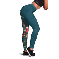 Dark Cyan Blue Bird of Batik Papua Leggings Exotic Natural Wealth of Papua LT9 - Polynesian Pride
