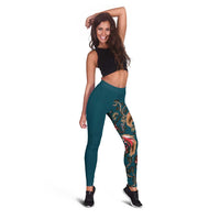 Dark Cyan Blue Bird of Batik Papua Leggings Exotic Natural Wealth of Papua LT9 - Polynesian Pride