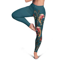 Dark Cyan Blue Bird of Batik Papua Leggings Exotic Natural Wealth of Papua LT9 - Polynesian Pride