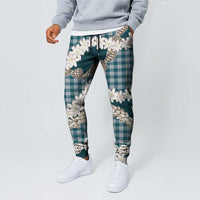 Dark Cyan Hawaii Tiare and Shell Lei Jogger Pants Hawaiian Palaka Luxury Vibes LT14 - Polynesian Pride