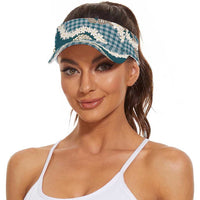 Dark Cyan Hawaii Tiare and Shell Lei Sun Visor Cap Hawaiian Palaka Luxury Vibes