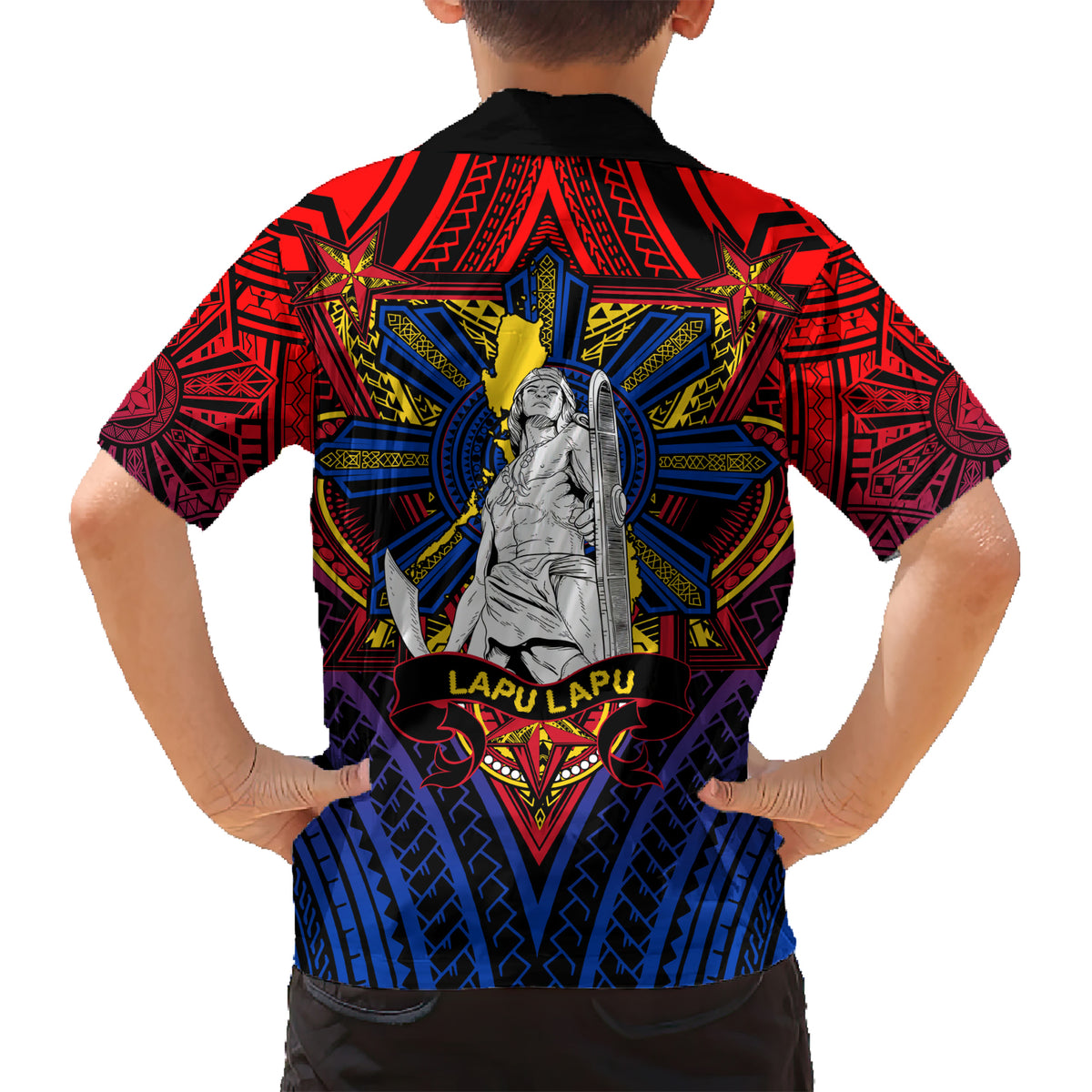 Filipinos Lapu-lapu Hero Kid Hawaiian Shirt Philippines Flag and Sun DT02 - Polynesian Pride
